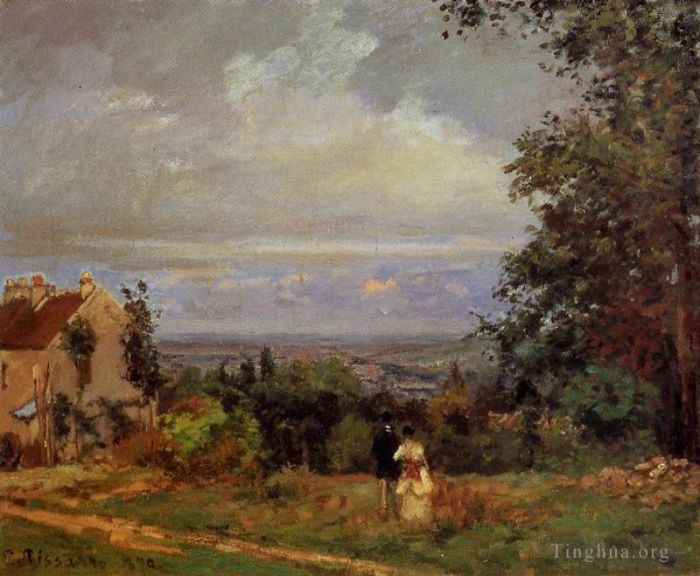 Camille Pissarro Oil Painting - Landscape near louveciennes 1870