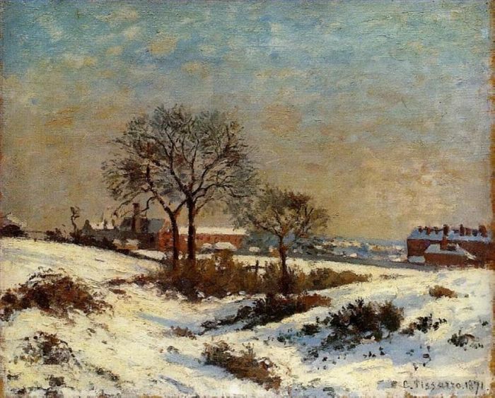 Camille Pissarro Oil Painting - Landscape under snow upper norwood 1871