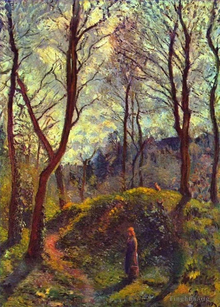 Camille Pissarro Oil Painting - Landscape with big trees