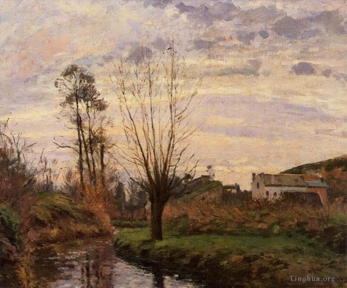 Camille Pissarro Oil Painting - Landscape with small stream 1872