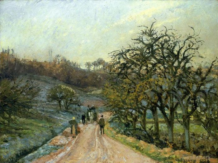Camille Pissarro Oil Painting - Lane of apple trees near osny pontoise 1874