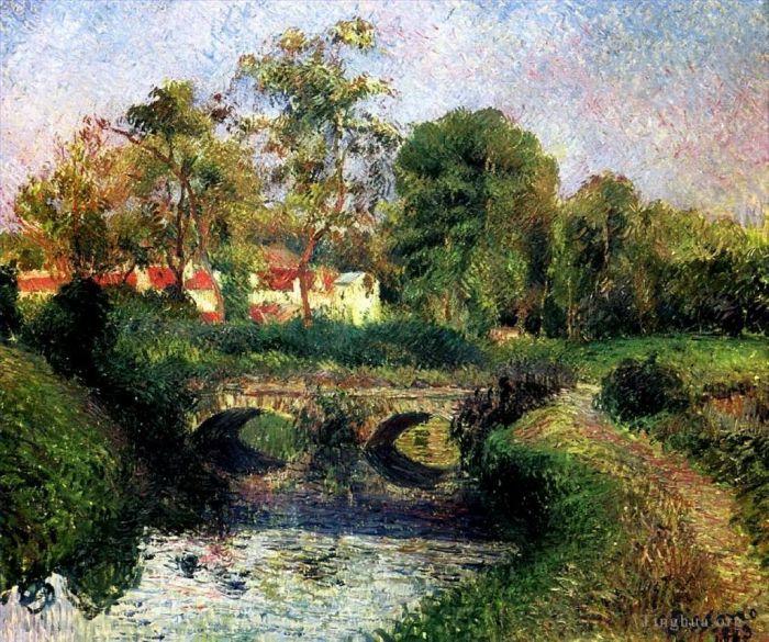 Camille Pissarro Oil Painting - Little bridge on the voisne osny 1883