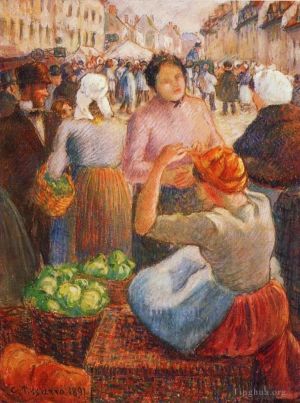 Artist Camille Pissarro's Work - Marketplace gisors 1891