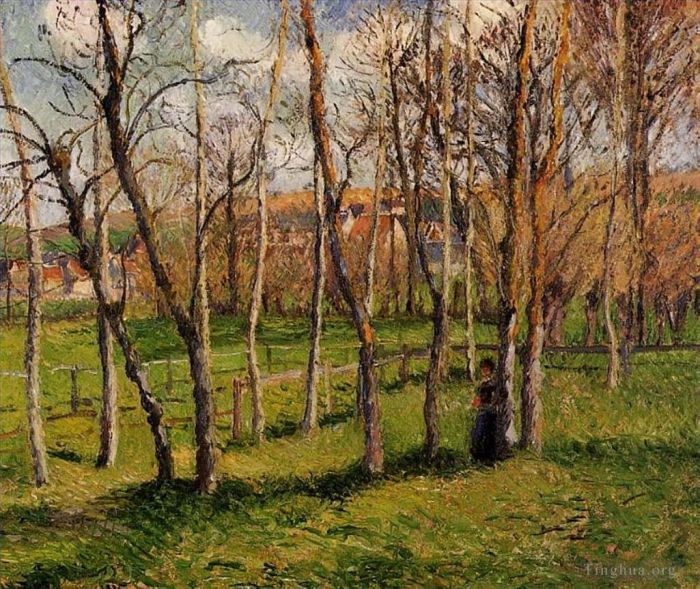 Camille Pissarro Oil Painting - Meadow at bazincourt 1885