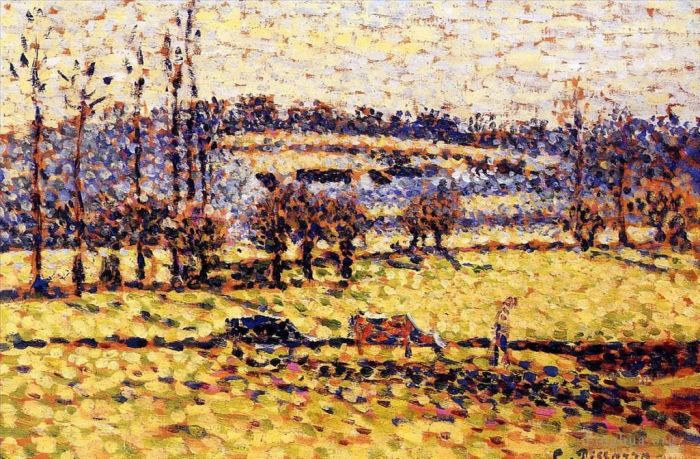 Camille Pissarro Oil Painting - Meadow at bazincourt