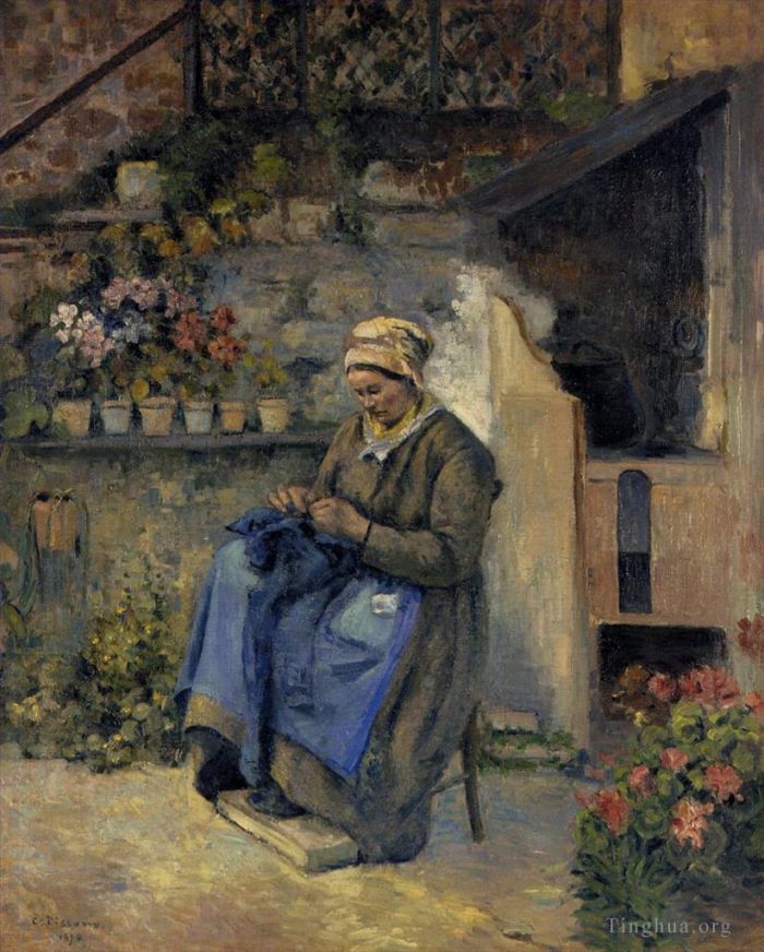 Camille Pissarro Oil Painting - Mother jolly 1874