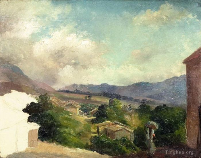 Camille Pissarro Oil Painting - Mountain landscape at saint thomas antilles unfinished