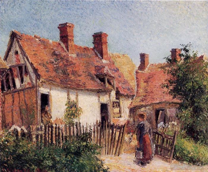 Camille Pissarro Oil Painting - Old houses at eragny 1884