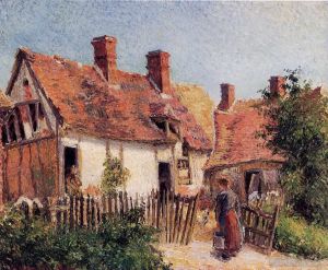 Artist Camille Pissarro's Work - Old houses at eragny 1884