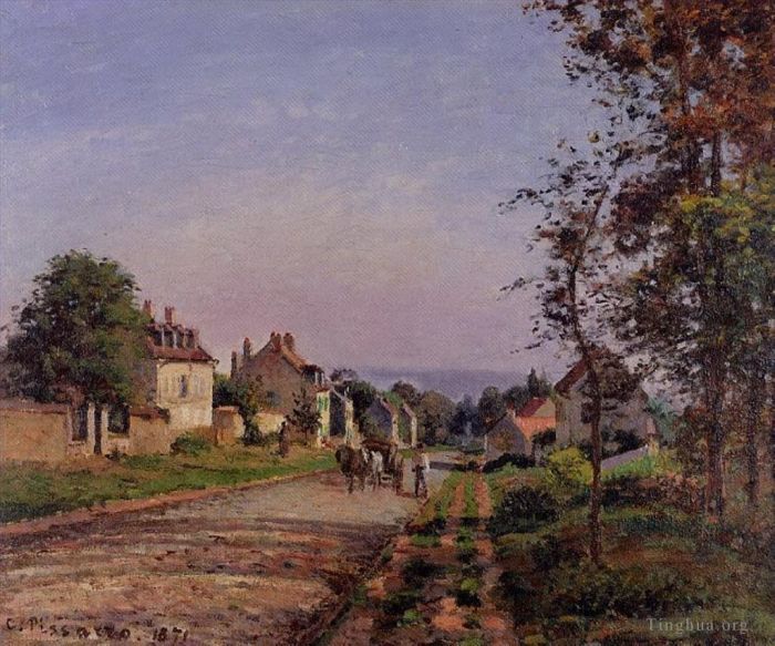 Camille Pissarro Oil Painting - Outskirts of louveciennes 1871