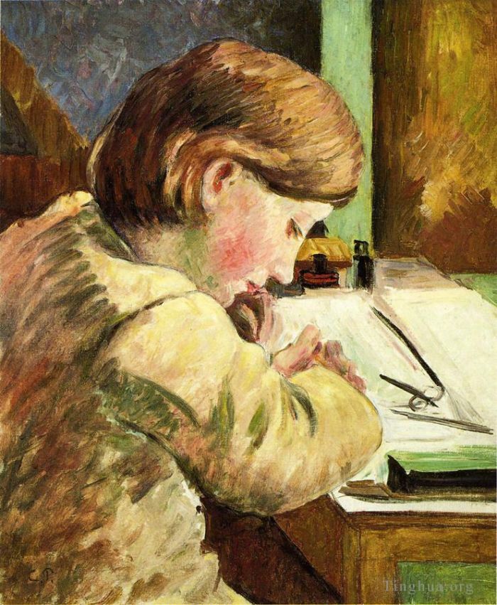 Camille Pissarro Oil Painting - Paul writing