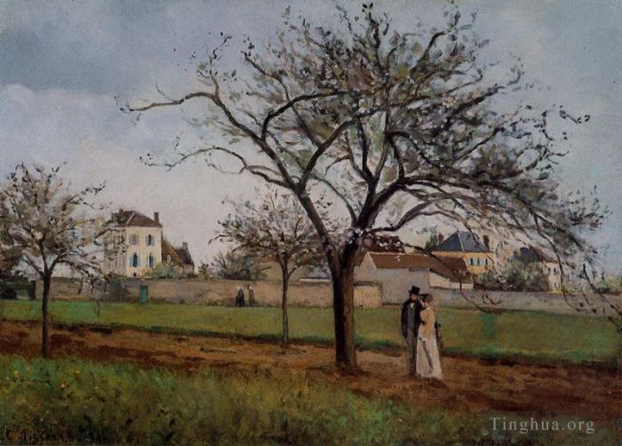 Camille Pissarro Oil Painting - Pere gallien s house at pontoise 1866