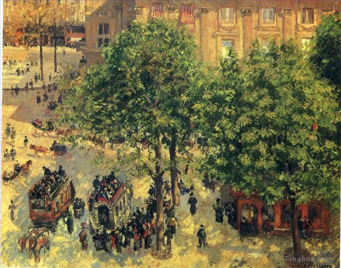 Camille Pissarro Oil Painting - Place du theatre francais spring 1898