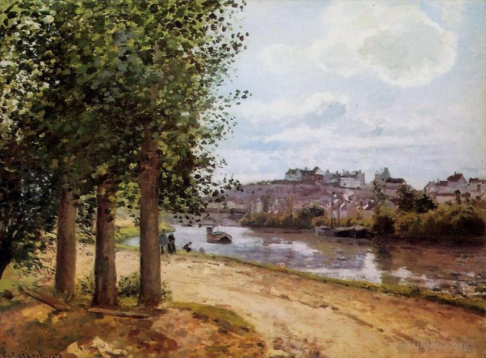 Camille Pissarro Oil Painting - Pontoise banks of the oise 1872
