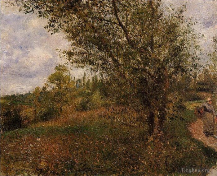 Camille Pissarro Oil Painting - Pontoise landscape through the fields 1879