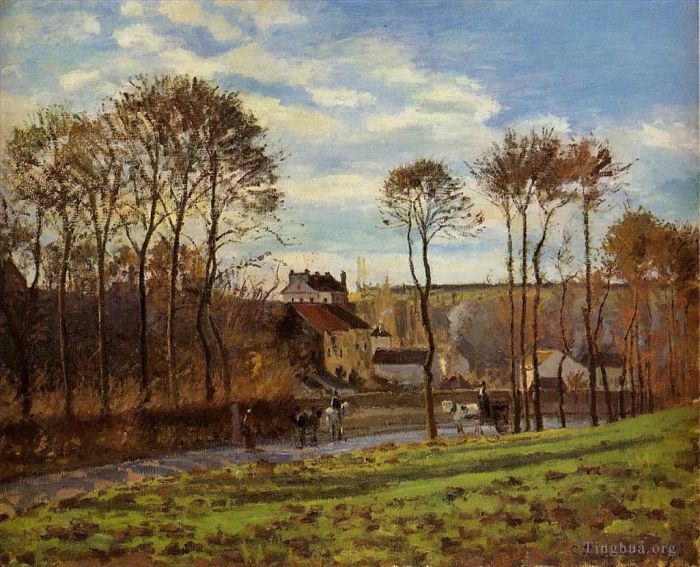 Camille Pissarro Oil Painting - Pontoise les mathurins 1873