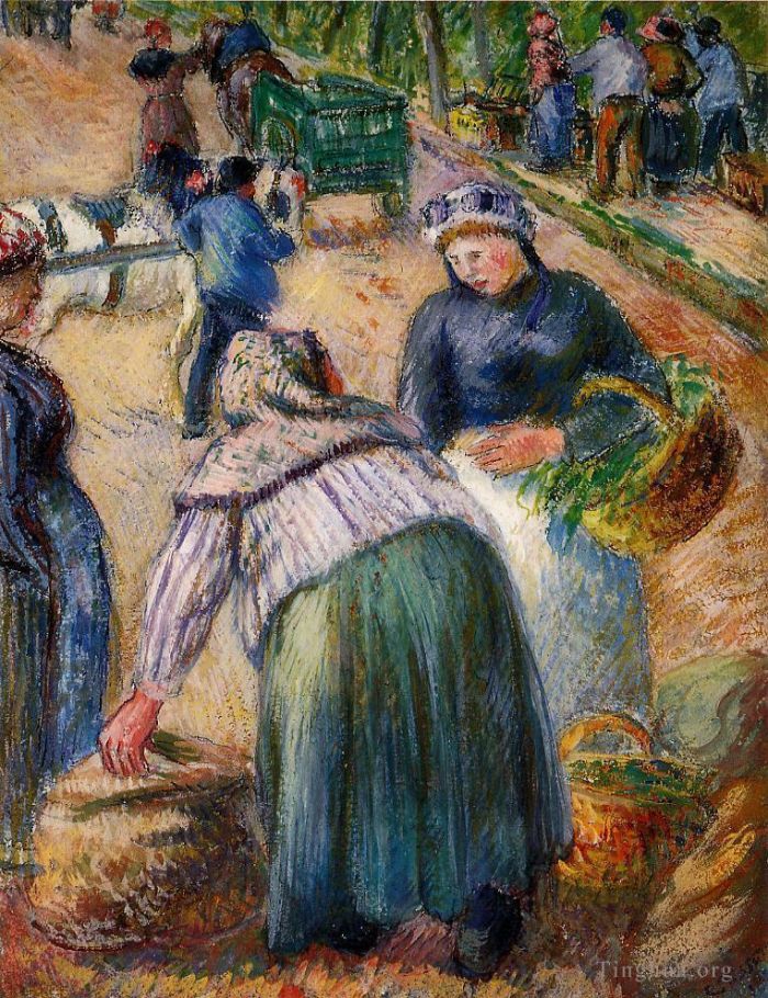 Camille Pissarro Oil Painting - Potato market boulevard des fosses pontoise 1882