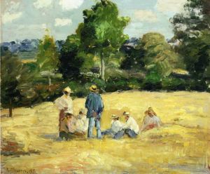 Artist Camille Pissarro's Work - Resting harvesters montfoucault 1875