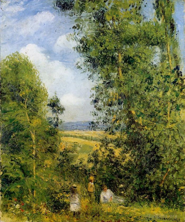 Camille Pissarro Oil Painting - Resting in the woods pontoise 1878