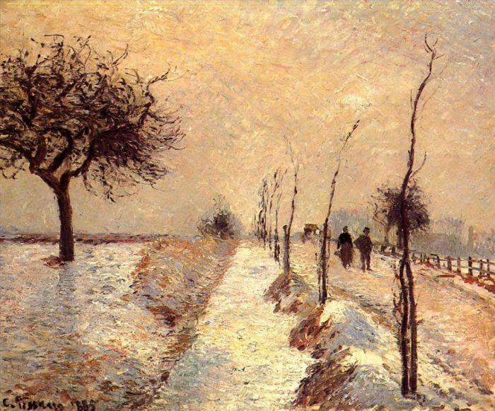 Camille Pissarro Oil Painting - Road at eragny winter 1885