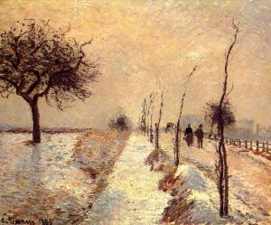 Artist Camille Pissarro's Work - Road at eragny winter 1885