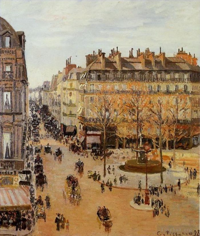 Camille Pissarro Oil Painting - Rue saint honore sun effect afternoon 1898