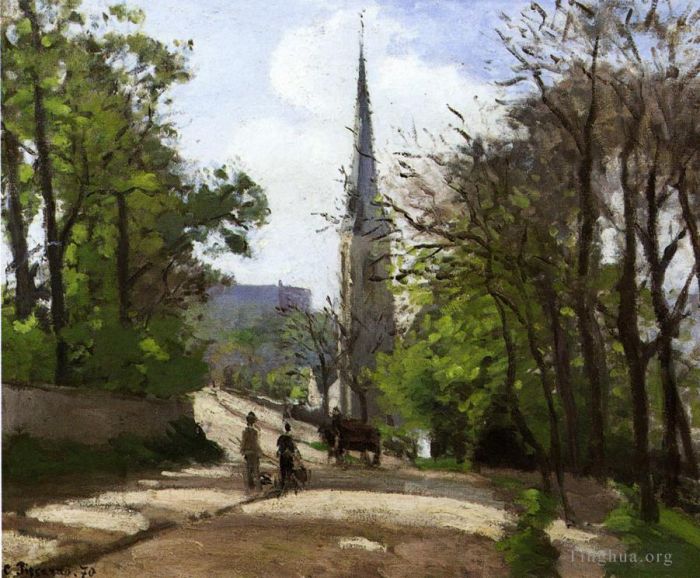 Camille Pissarro Oil Painting - St stephen s church lower norwood 1870