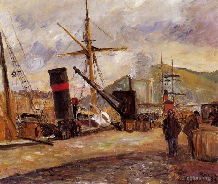 Camille Pissarro Oil Painting - Steamboats 1883