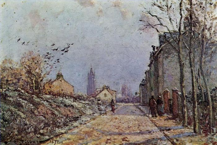 Camille Pissarro Oil Painting - Street snow effect 1872