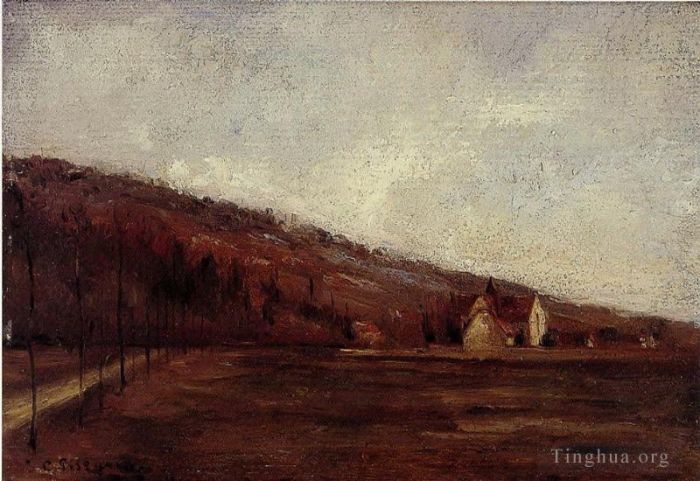 Camille Pissarro Oil Painting - Study for the banks of marne in winter 1866