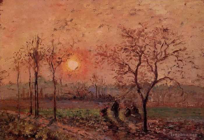 Camille Pissarro Oil Painting - Sunset 1872