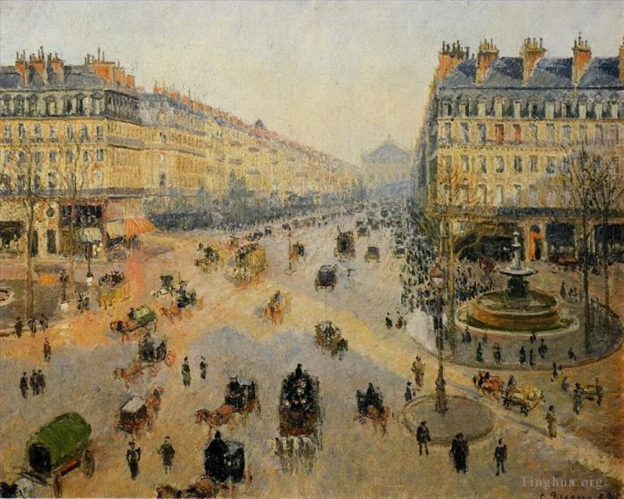Camille Pissarro Oil Painting - The avenue de l opera paris sunlight winter morning