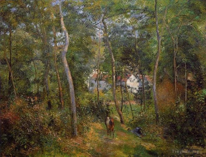 Camille Pissarro Oil Painting - The backwoods of l hermitage pontoise 1879