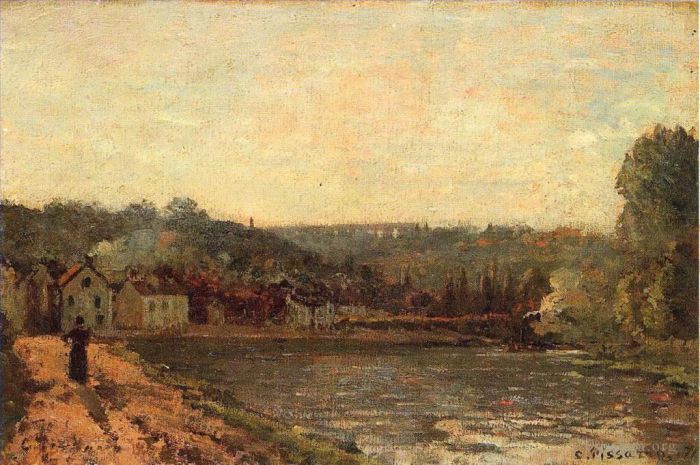 Camille Pissarro Oil Painting - The banks of the seine at bougival 1871