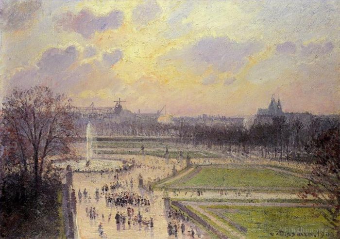 Camille Pissarro Oil Painting - The bassin des tuileries afternoon 1900