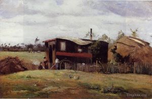 Artist Camille Pissarro's Work - The bohemian s wagon 1862