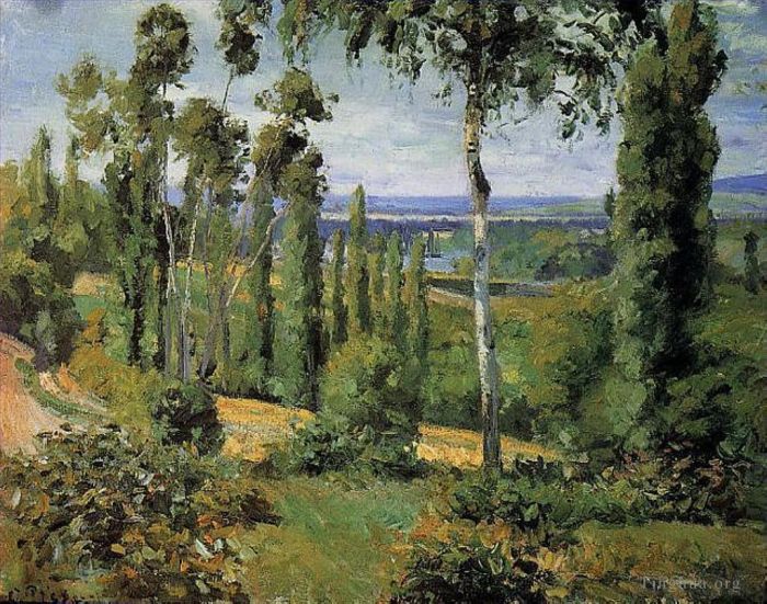 Camille Pissarro Oil Painting - The countryside in the vicinity of conflans saint honorine 1874