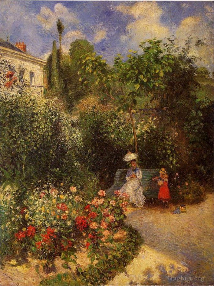Camille Pissarro Oil Painting - The garden at pontoise 1877