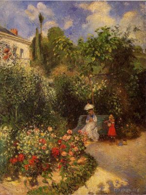 Artist Camille Pissarro's Work - The garden at pontoise 1877