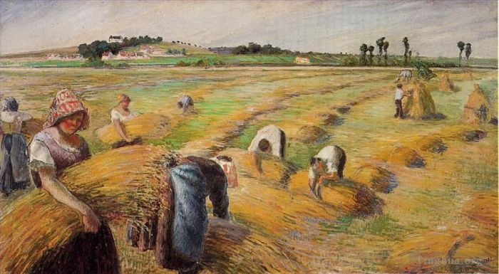Camille Pissarro Oil Painting - The harvest 1882