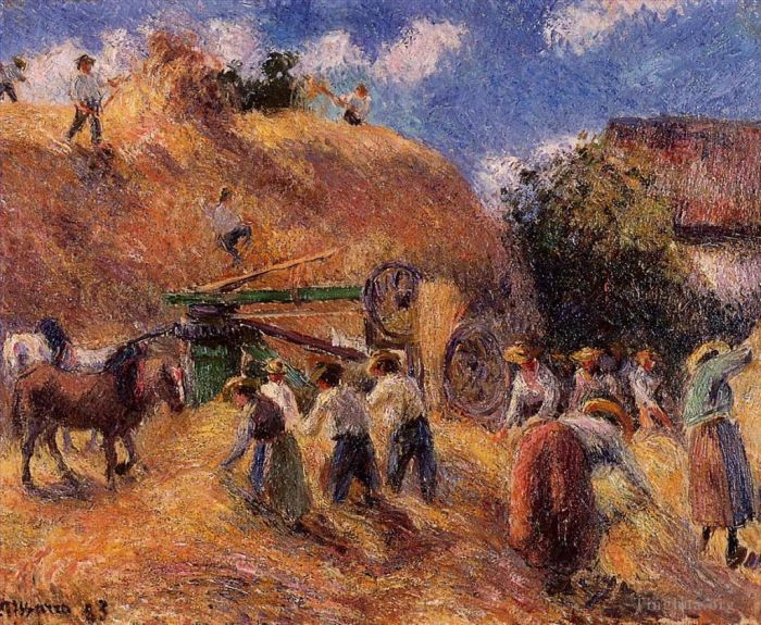 Camille Pissarro Oil Painting - The harvest 1883