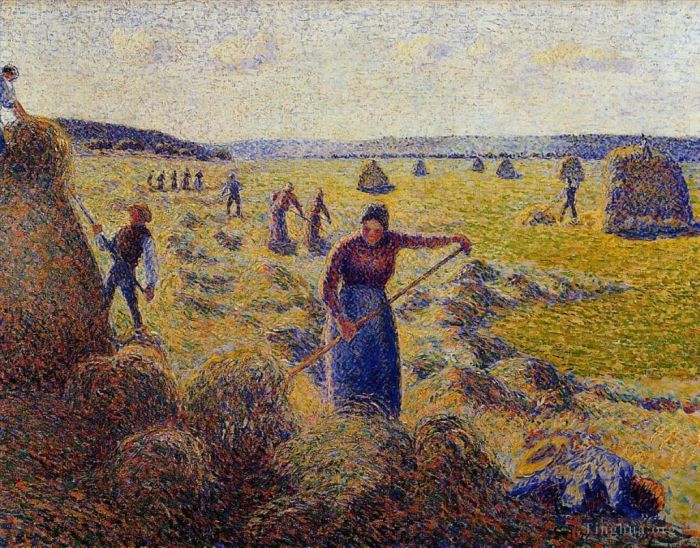 Camille Pissarro Oil Painting - The harvest of hay in eragny 1887