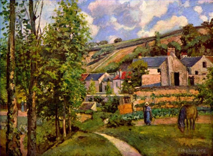 Camille Pissarro Oil Painting - The hermitage at pontoise 1874
