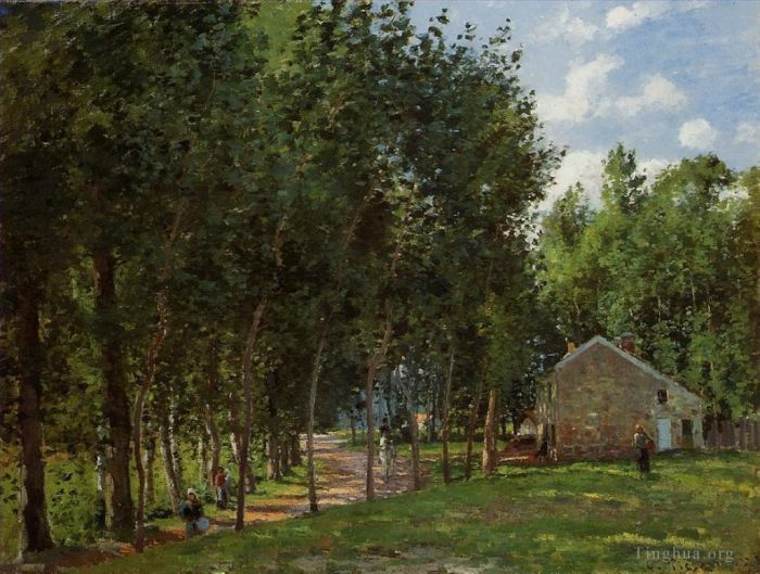 Camille Pissarro Oil Painting - The house in the forest 1872