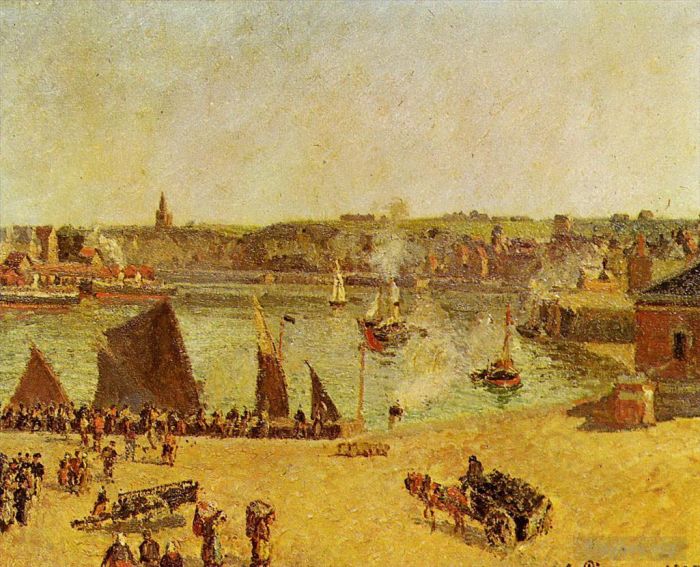 Camille Pissarro Oil Painting - The inner harbor dieppe 1902