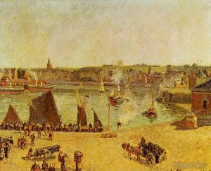 Artist Camille Pissarro's Work - The inner harbor dieppe 1902