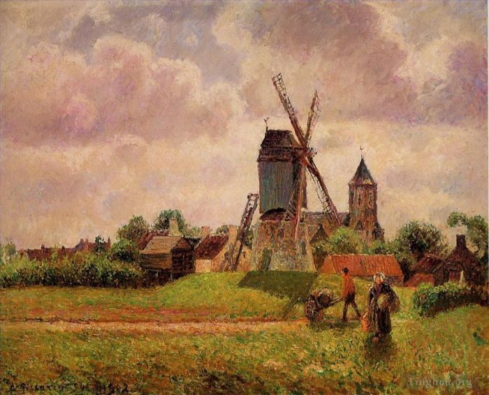 Camille Pissarro Oil Painting - The knocke windmill belgium