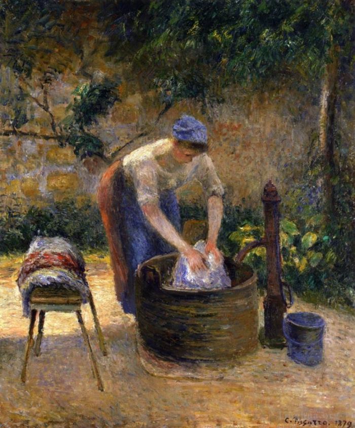 Camille Pissarro Oil Painting - The laundry woman 1879