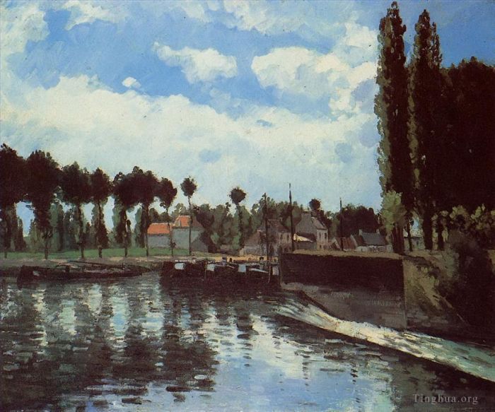 Camille Pissarro Oil Painting - The lock at pontoise