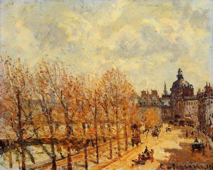 Camille Pissarro Oil Painting - The malaquais quay in the morning sunny weather 1903